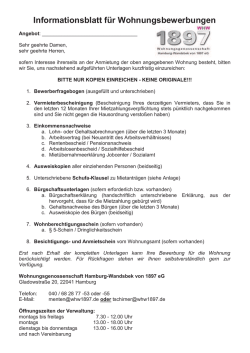 Informationsblatt für Wohnungsbewerbungen