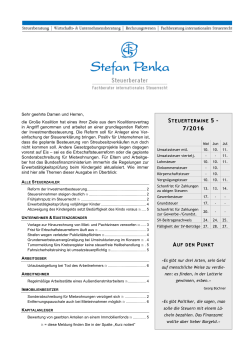 Mai 2016 - Steuerberater Regensburg Stefan Penka