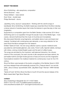 SHOOT THE MOON Almut Schlichting – alto saxophone