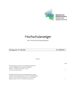Hochschulanzeiger - Hochschule Kaiserslautern