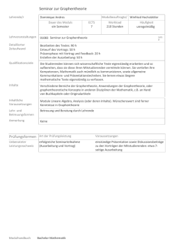 Seminar zur Graphentheorie Pr&uuml;fungsformen