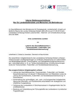Interne Stellenausschreibung Nur f&uuml;r Landesbedienstete und
