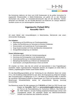 Ingenieur/in (Teilzeit 50%)