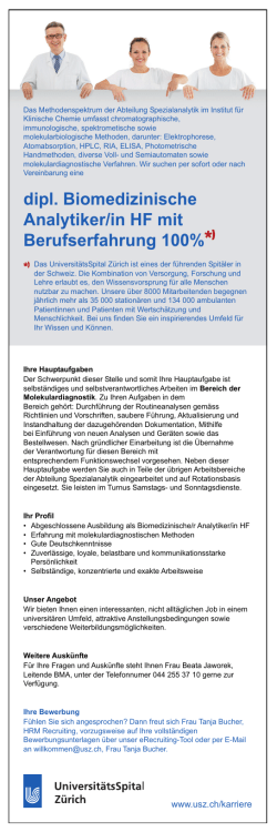 Dipl. Biomedizinische/n Analytiker/in HF
