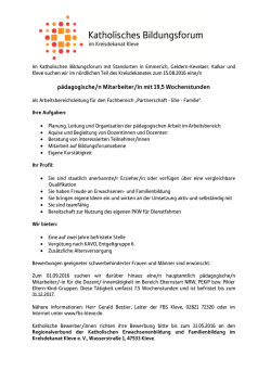 pädagogische/n Mitarbeiter/in mit 19,5 Wochenstunden - kbw