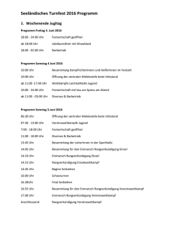 Festprogramm Seel&auml;ndisches Turnfest 2016 in