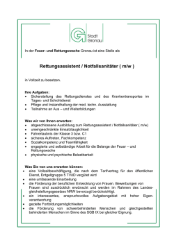 Rettungsassistent / Notfallsanitäter ( m/w )