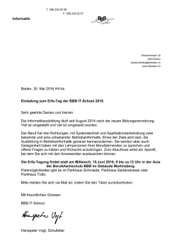 Informatik Baden, 30. Mai 2016 HV/ck Einladung zum Erfa - AG-iCT