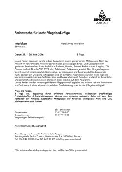 Ferienwoche f&uuml;r leicht Pflegebed&uuml;rftige