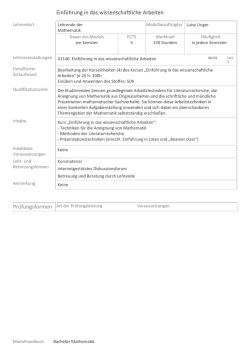 Einf&uuml;hrung in das wissenschaftliche Arbeiten Pr&uuml;fungsformen