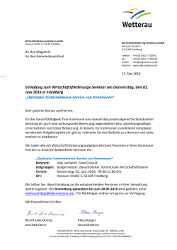 Einladung ohne Anschrift - Wirtschaftsförderung Wetterau GmbH