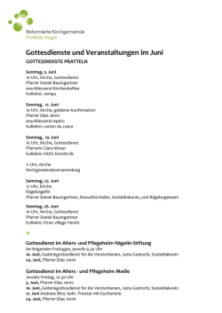 Gottesdienste und Veranstaltungen im Juni
