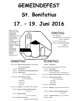 GEMEINDEFEST St. Bonifatius 17. – 19. Juni 2016