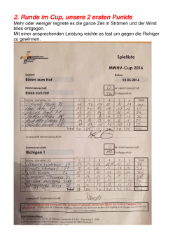 2. Runde im Cup, unsere 2 ersten Punkte