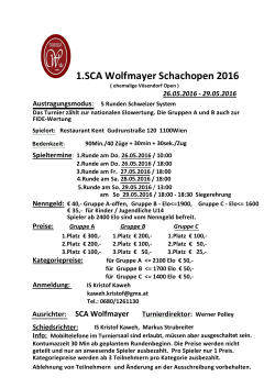 1.SCA Wolfmayer Schachopen 2016 - Chess