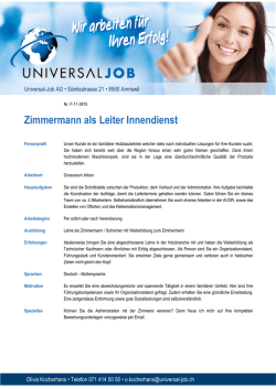 Zimmermann als Leiter Innendienst