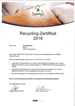 Repasack Recycling-Zertifikat