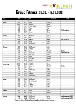 Group Fitness 06.06. &ndash; 12.06.2016