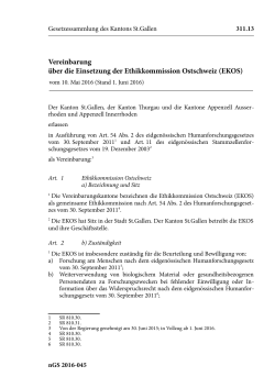 Vereinbarung über die Einsetzung der Ethikkommission Ostschweiz