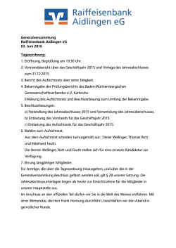 Tagesordnung - Raiffeisenbank Aidlingen eG