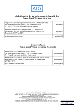 Inhalts&uuml;bersicht der Versicherungsunterlagen f&uuml;r Ihre