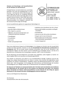 Hinweise zum Bewerbungs - Gymnasium Zitadelle J&uuml;lich