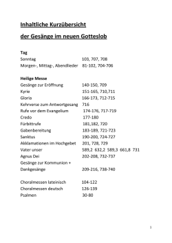 Inhaltliche Kurz&uuml;bersicht der Ges&auml;nge im neuen