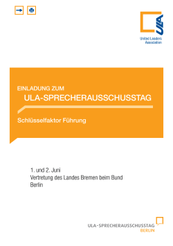 ULA-Sprecherausschusstag am 01. und 02.06.16