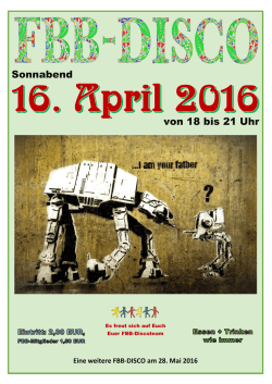 Eine weitere FBB-DISCO am 28. Mai 2016