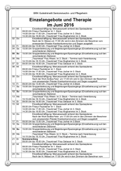 Einzelangebote und Therapie im Juni 2016