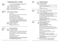Gottesdienste 30.5. &ndash; 5.6.2016
