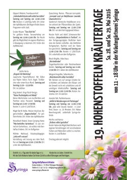 Kinderprogramm - Syringa Pflanzen
