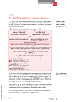 Die Patientengruppen für geriatrische Leistungen