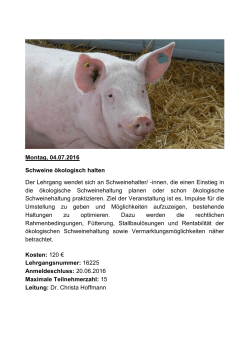 Schweine ökologisch halten 04.07.2016