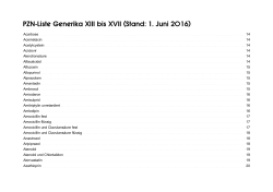 PZN-Liste Generika XIII bis XVII (Stand: 1. Juni 2016)