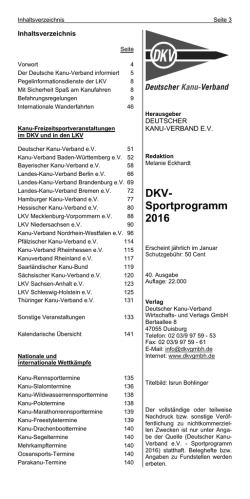 DKV- Sportprogramm 2016 - Deutscher Kanu