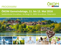 ÖKOM Gemeindetage, 11. bis 12. Mai 2016
