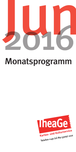 Monatsprogramm Juni 2016 - Theatergemeinde München