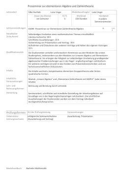 Proseminar zur elementaren Algebra und Zahlentheorie