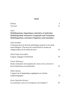 Inhalt Preface 9 Vorwort 11 Teil I Multilinguisme, linguistique