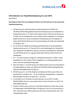 Informationen zur Kapitalherabsetzung im Juni 2016