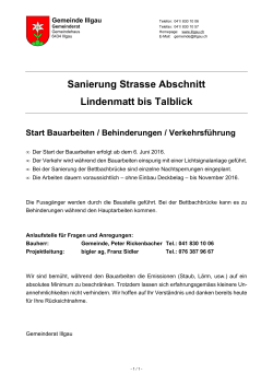Ausbau Strassenabschnitt Lindenmatt - Talblick