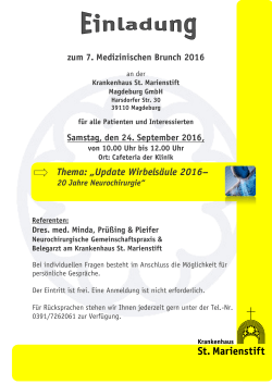 Thema: „Update Wirbelsäule 2016 - Klinik St. Marienstift Magdeburg