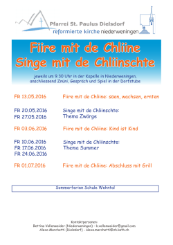 Fiire mit de Ch - Kath. Pfarrei Dielsdorf
