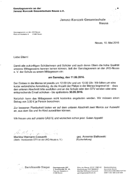 Infos zum Familienessen 2016
