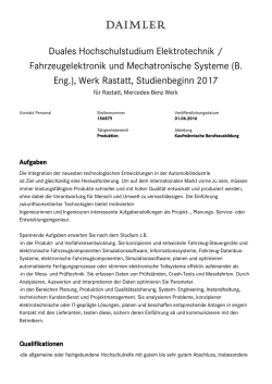 Duales Hochschulstudium Elektrotechnik / Fahrzeugelektronik und