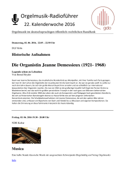 Orgelmusik-Radioführer - Gesellschaft der Orgelfreunde