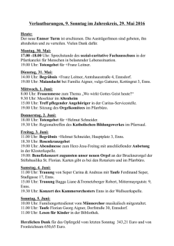 Verlautbarungen Dreifaltigkeitssonntag, 22. Mai 2016