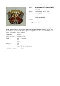 Object: Wappen mit Insignien der Heiligen Petrus