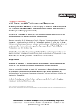 M.M. Warburg verstärkt Vertrieb des Asset Managements